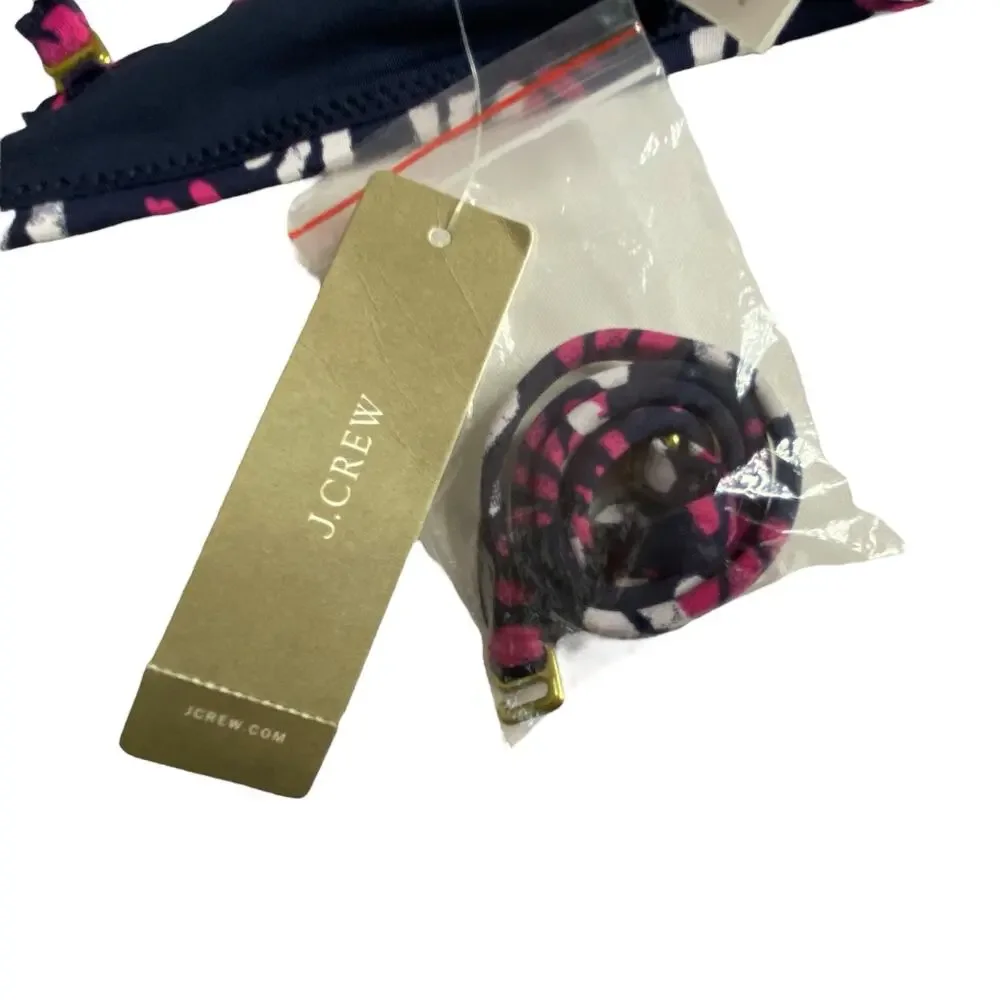 J. Crew Bikini Top Navy Convertible Underwire Geometric Fan Print 32D Small NWT - Picture 5 of 16